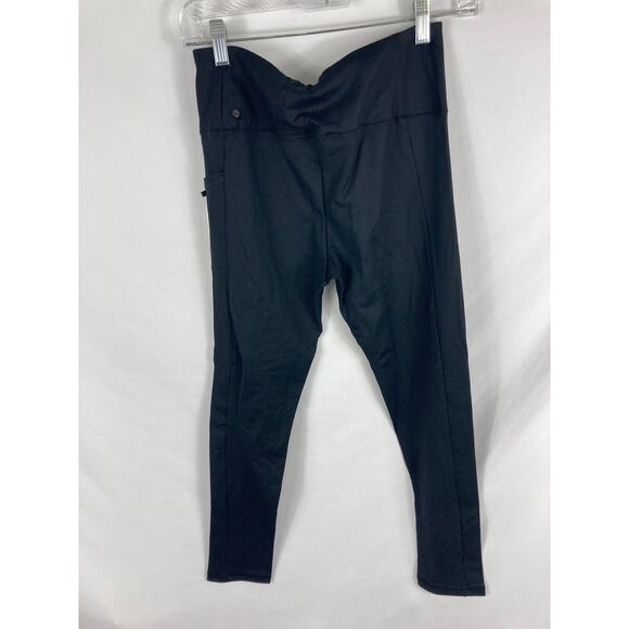 NWT Gottex Black Faux Leather Panel Front Pocket Leggings Size Medium - Picture 4 of 4